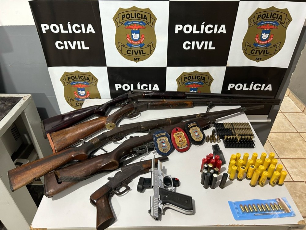 Polícia Civil esclarece tentativa de homicídio com prisão de suspeito e apreensão de diversas armas de fogo em Canarana