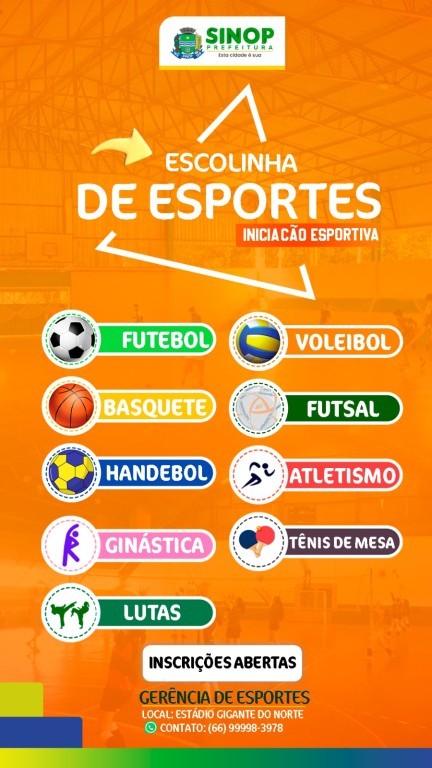 Continuam abertas as inscrições gratuitas para escolinhas de iniciação esportiva