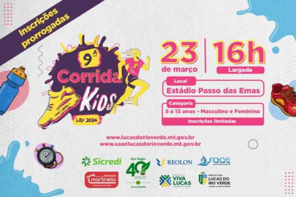 Inscrições prorrogadas para a 9ª Corrida Kids