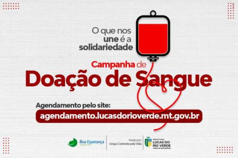 Terceira campanha de doação de sangue do ano será neste sábado (16)