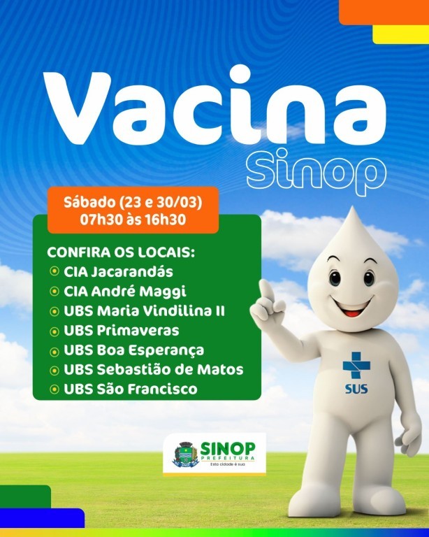 Sábado tem ação de vacinação em 7 pontos: confira os locais