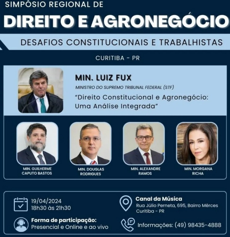 Direito e Agronegócio - Desafios Constitucionais e Trabalhistas é tema de simpósio no Paraná