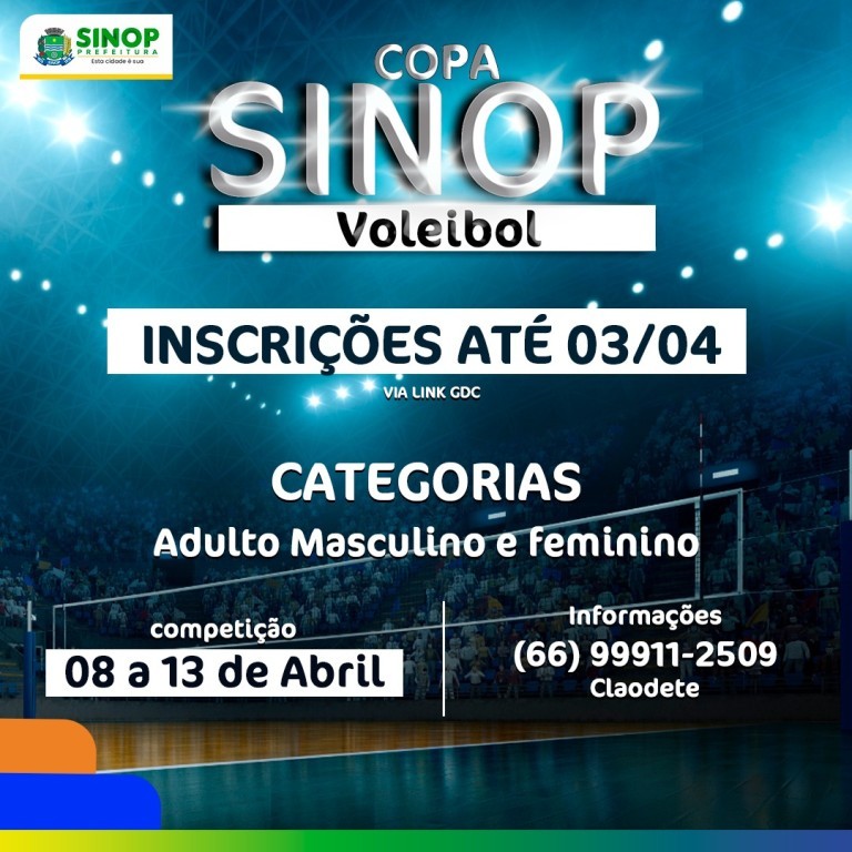 Abertas as inscrições para a Copa Sinop de Voleibol na categoria adulto