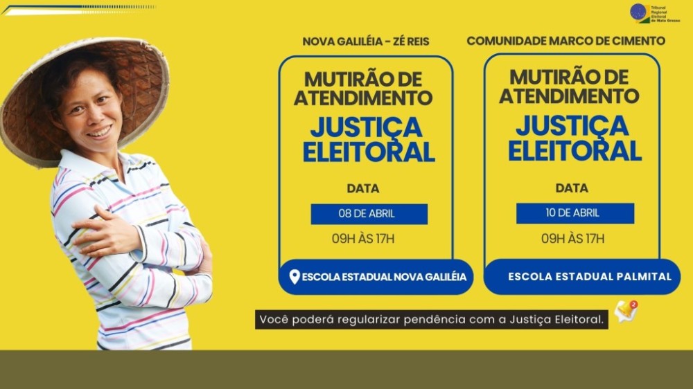 Justiça Eleitoral realizará mutirão para atender comunidades rurais próximas a Colíder