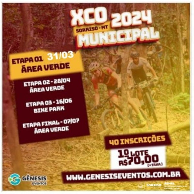Sorriso sedia Campeonato Municipal de MTB XCO no domingo de Páscoa, 31