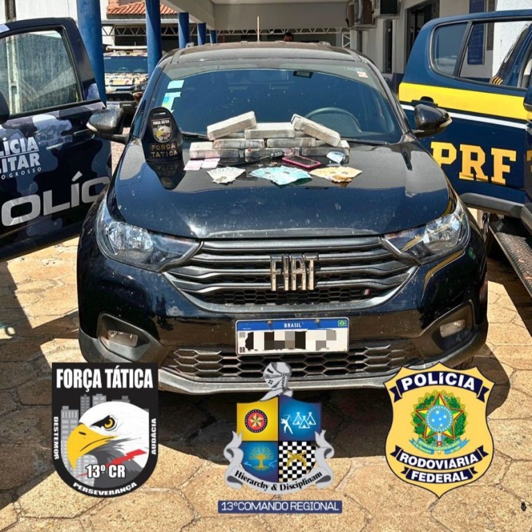 Ação conjunta prende duas pessoas com oito tabletes de cocaína em Canarana