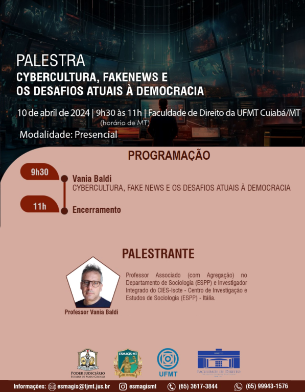 Inscreva-se: Cybercultura e fakenews são temas de palestra nesta quarta com professor Vania Baldi