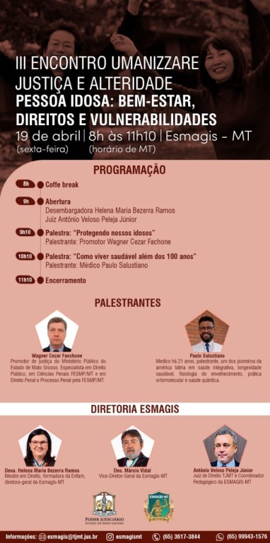 Bem-estar, direitos e vulnerabilidades da pessoa idosa são tema de evento dia 19