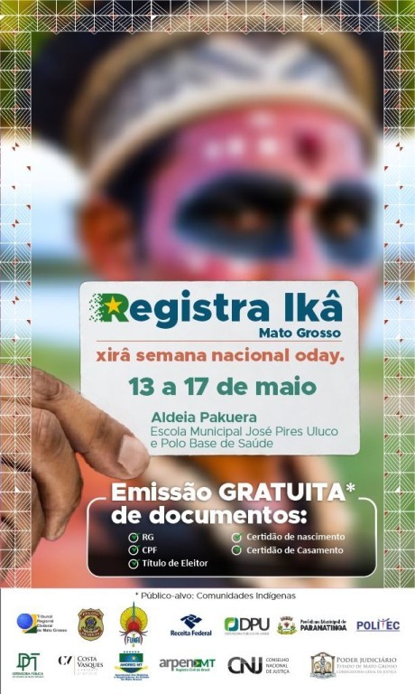 Registro Civil: Cartaz da campanha Registre-se em Mato Grosso é adaptado para língua dos Bakairi