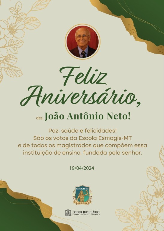 Escola Superior da Magistratura parabeniza desembargador João Antônio Neto pelos seus 104 anos