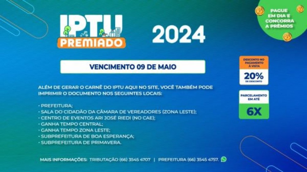 IPTU 2024 deve ser pago até dia 9 de maio