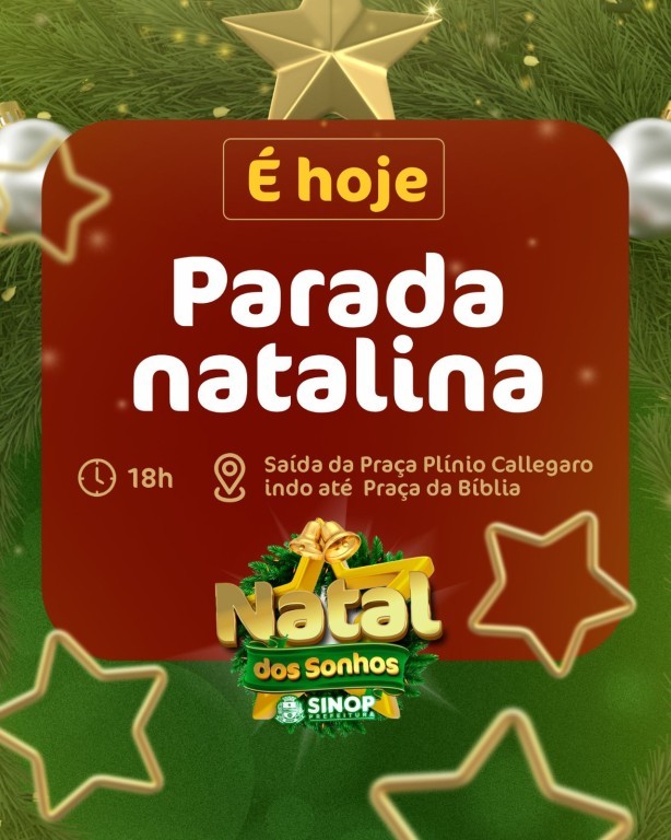 Parada Natalina é hoje (16) com mais de 90 personagens a partir das 18h
