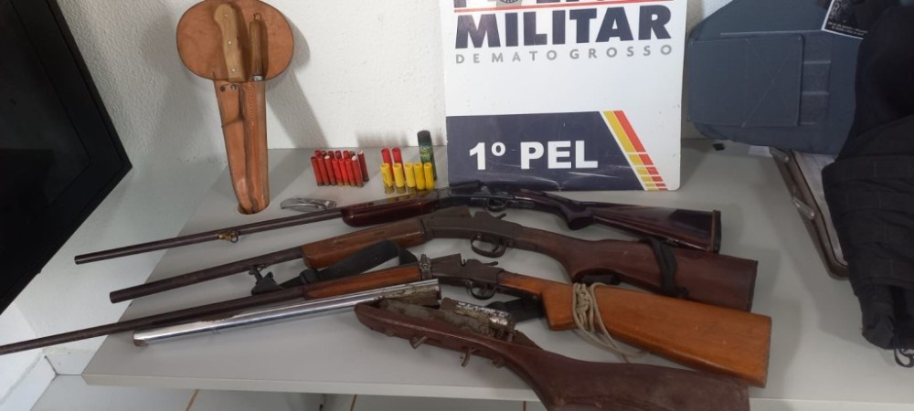 Dois homens são presos com quatro armas de fogo e munições em Apiacás