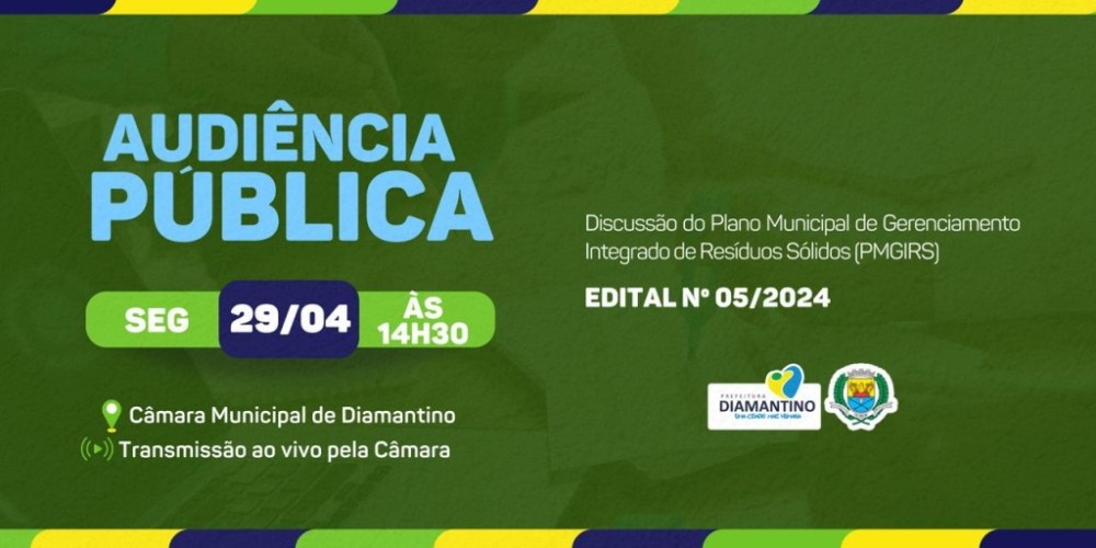 Convocação para Audiência Pública sobre Gerenciamento de Resíduos Sólidos em Diamantino-MT