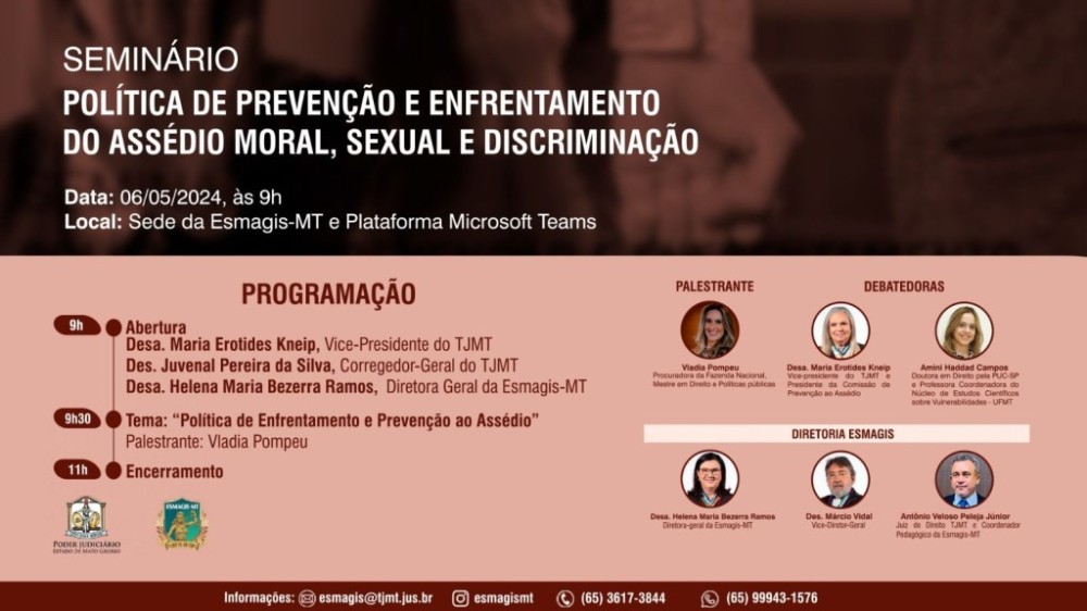 Seminário sobre enfrentamento à discriminação e aos assédios moral e sexual tem inscrições abertas