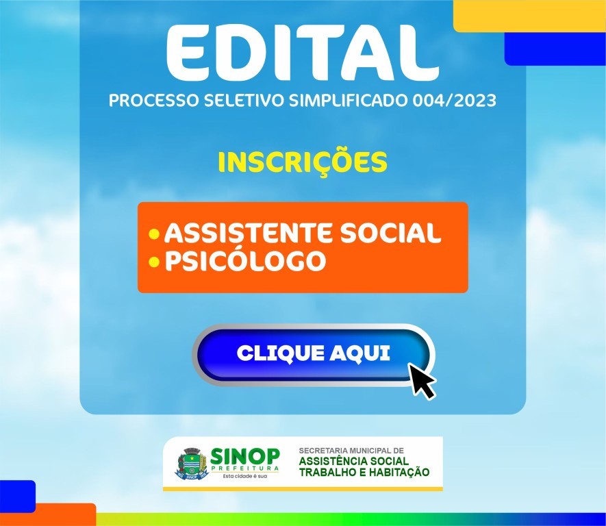 Prefeitura abre inscrições de processo seletivo para assistentes sociais e psicólogos