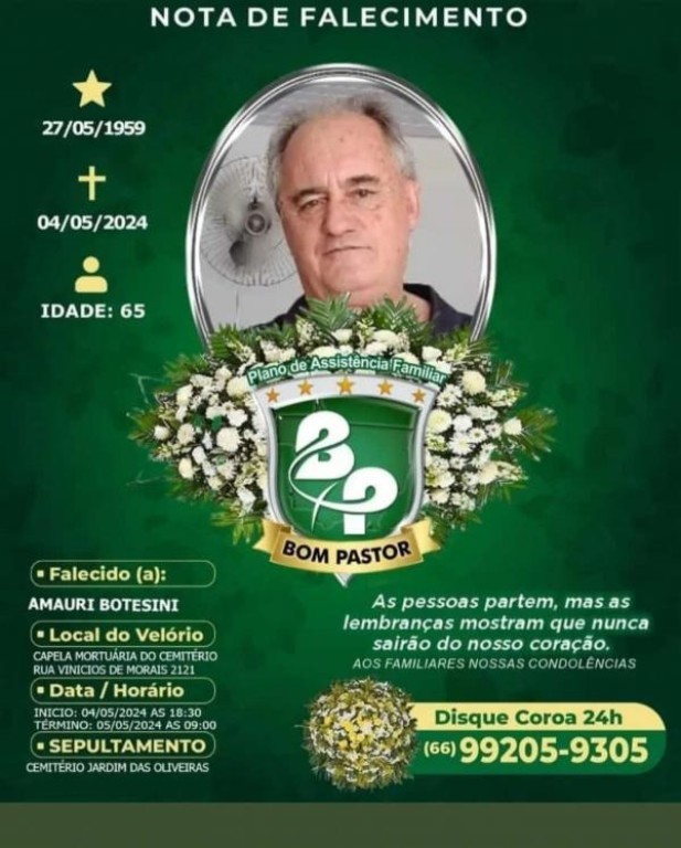 Executivo Municipal lamenta o falecimento de Amauri Botesini