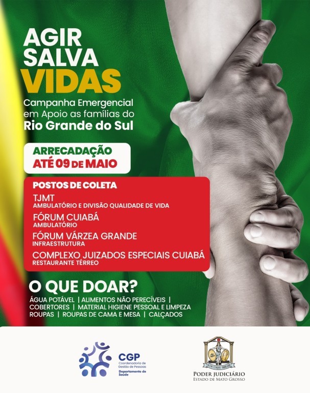 Tribunal de Justiça organiza campanha de arrecadação de doações para o Rio Grande do Sul