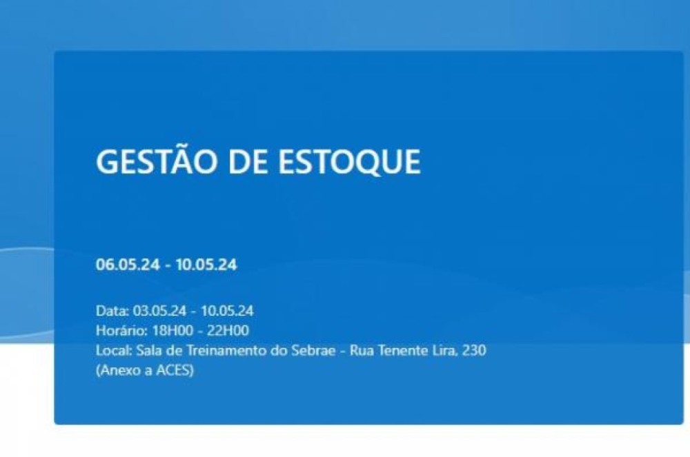 Ainda há vagas para curso de Gestão em Estoque
