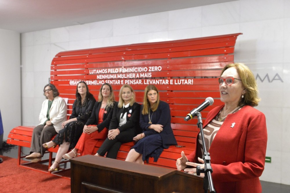 Senado recebe banco vermelho contra feminicídio