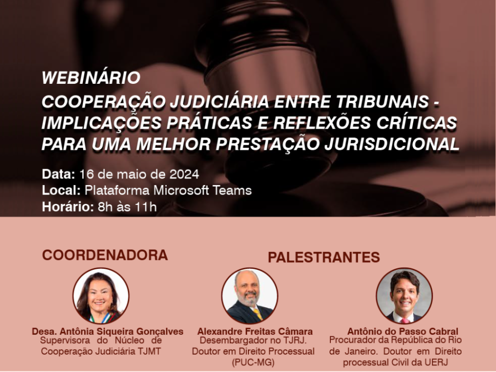 Amanhã é último dia de inscrição para webinário Cooperação Judiciária entre Tribunais