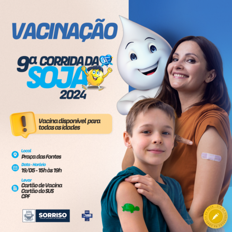 Equipe da Saúde estará na Praça das Fontes com ponto de imunizações durante a Corrida da Soja