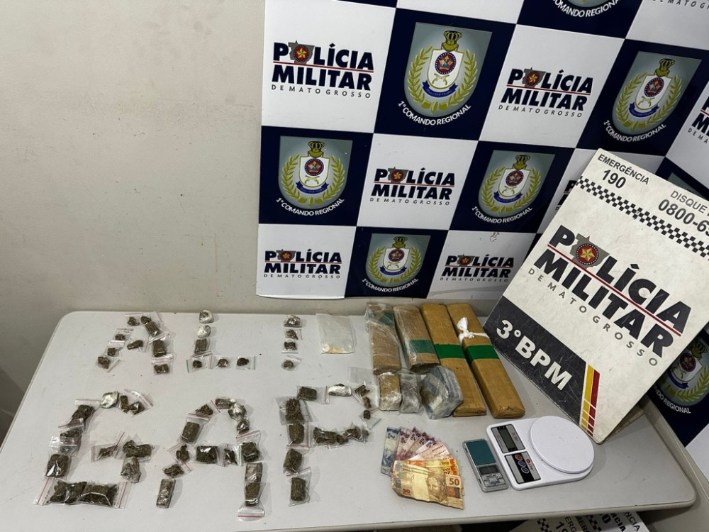 Dupla é presa por tráfico de drogas e PM apreende tabletes e 200 porções de maconha