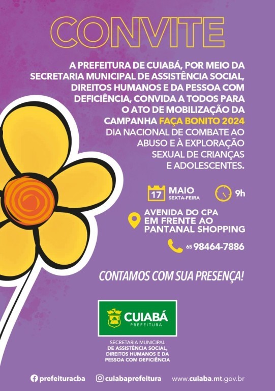 Campanha Faça Bonito 2024: Ato de mobilização acontece nesta sexta-feira (17) em frente ao Shopping Pantanal
