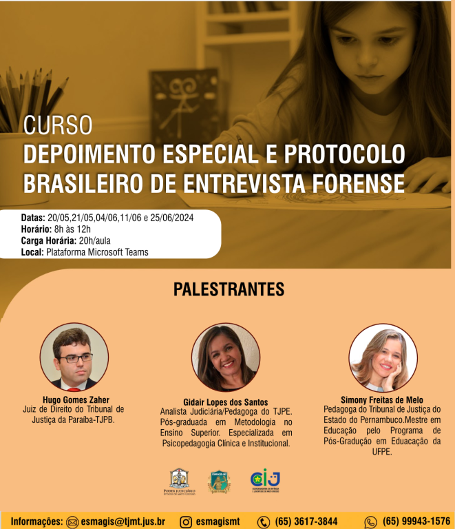 Inscrições para juízes, servidores e equipe técnica: curso sobre Depoimento Especial começa na 2ª