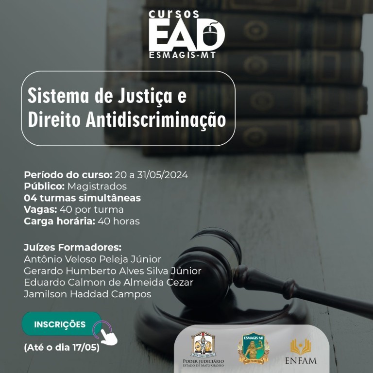 Último dia de inscrições para curso sobre Sistema de Justiça e Direito Antidiscriminação