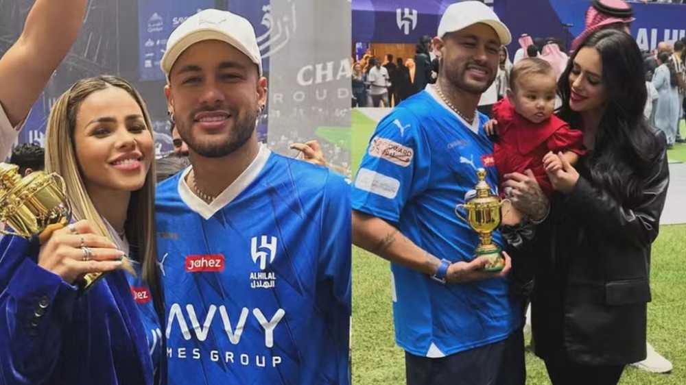 Neymar reúne duas ex-namoradas em jogo do Al-Hilal, na Arábia Saudita: ‘Tudo na paz’
