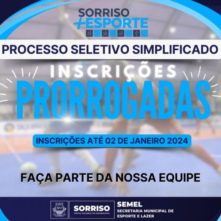 Inscrições do Processo Seletivo Simplificado do Esporte são prorrogadas até 02 de janeiro