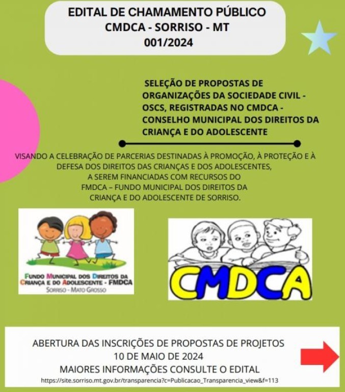 Organizações interessadas podem cadastrar propostas junto ao CMDCA