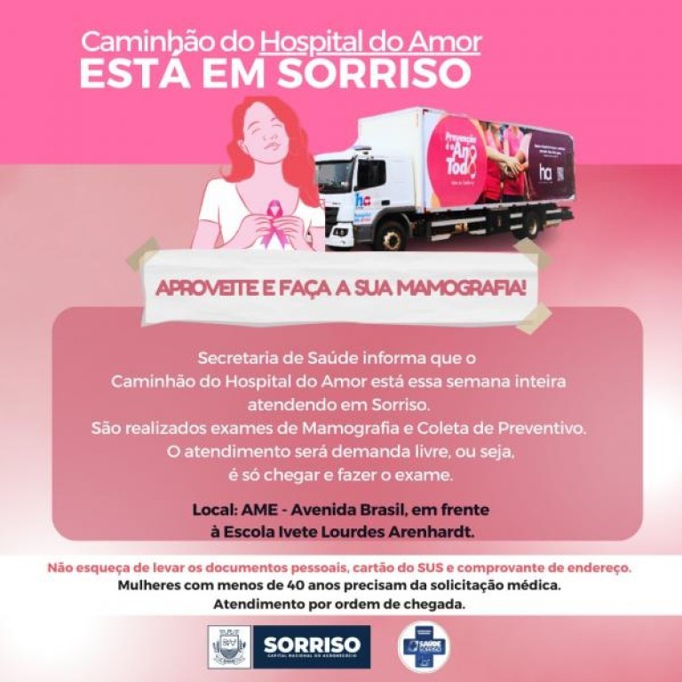 Caminhão Hospital do Amor está atendendo em Sorriso durante essa semana