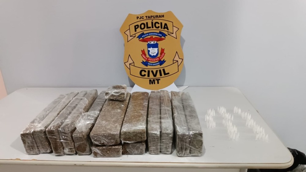 Polícia Civil apreende 13 tabletes de maconha em Tapurah