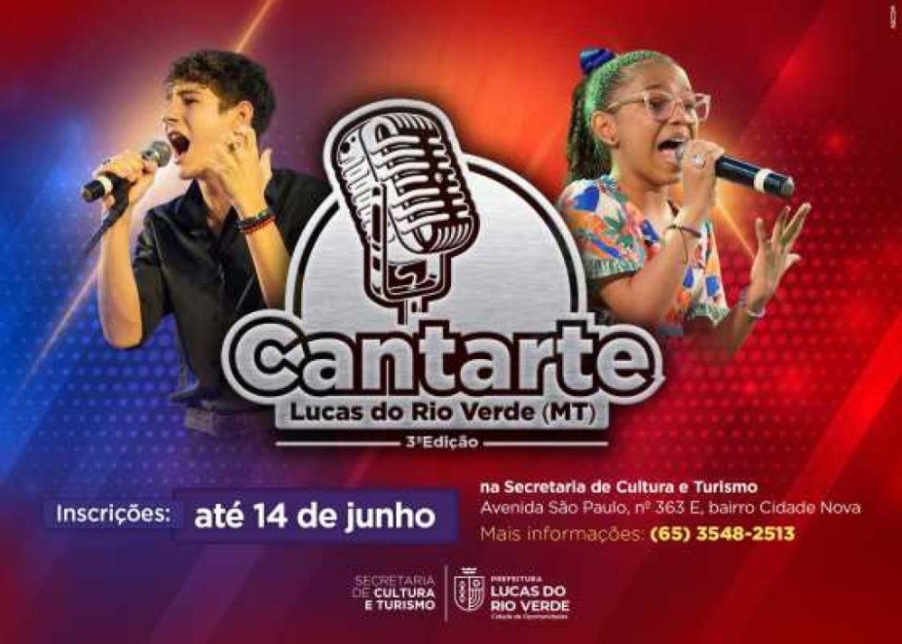 Inscrições para a 3ª edição do Cantarte terminam na próxima sexta-feira (14)