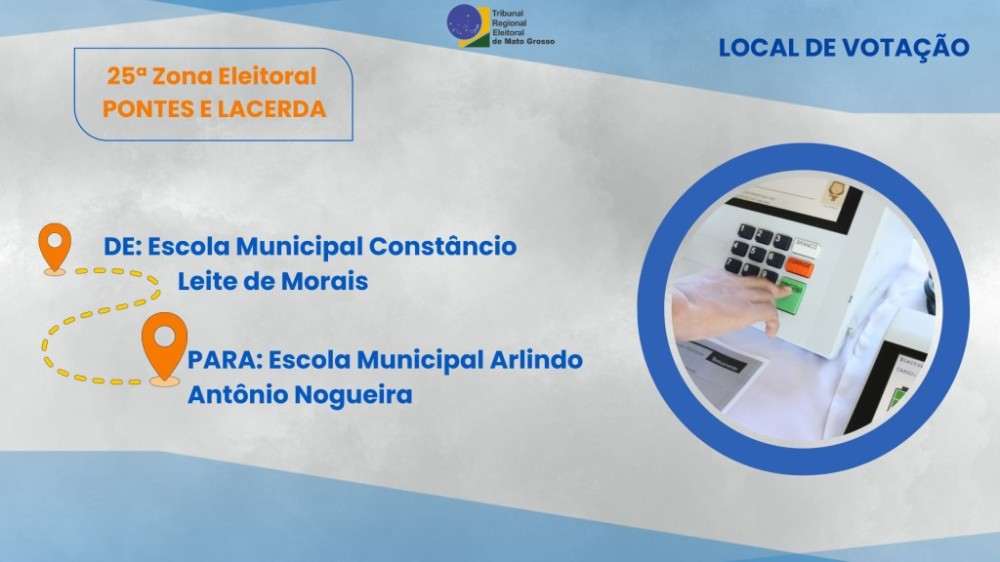 Justiça Eleitoral comunica mudança de local de votação em Pontes e Lacerda