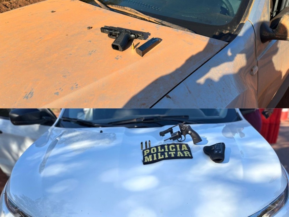 Polícia Militar prende dois homens por porte ilegal e apreende armas de fogo em Água Boa