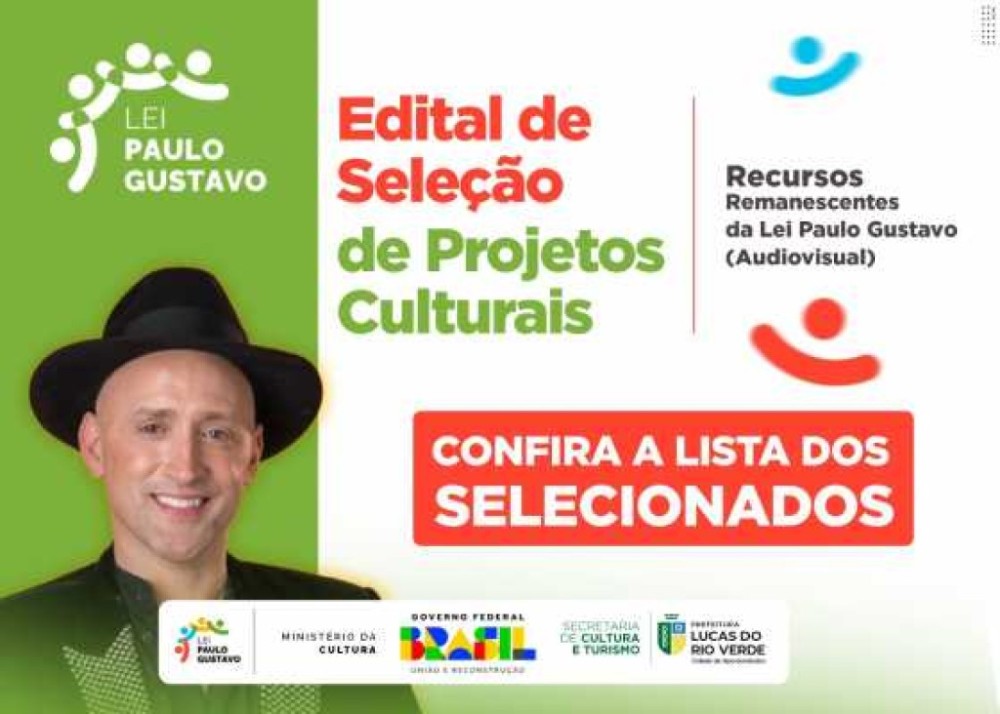 Lei Paulo Gustavo: Cultura publica lista dos projetos selecionados no edital de recursos remanescentes