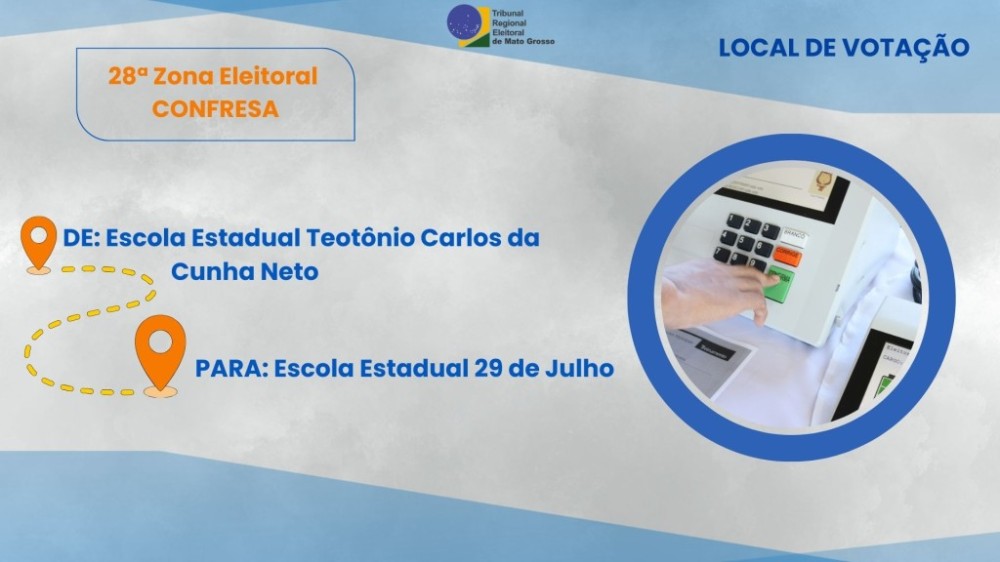 TRE-MT informa mudança em local de votação de Confresa