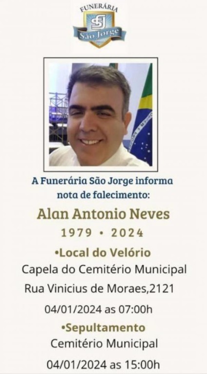 Prefeitura lamenta falecimento do enfermeiro Alan Neves