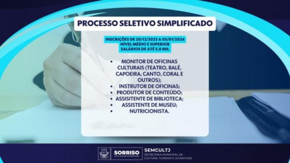 Processo seletivo da Cultura tem 872 inscrições deferidas