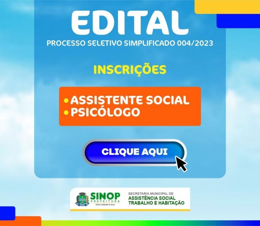 Termina nessa sexta-feira (12) o período de inscrições do processo seletivo para assistentes sociais e psicólogos