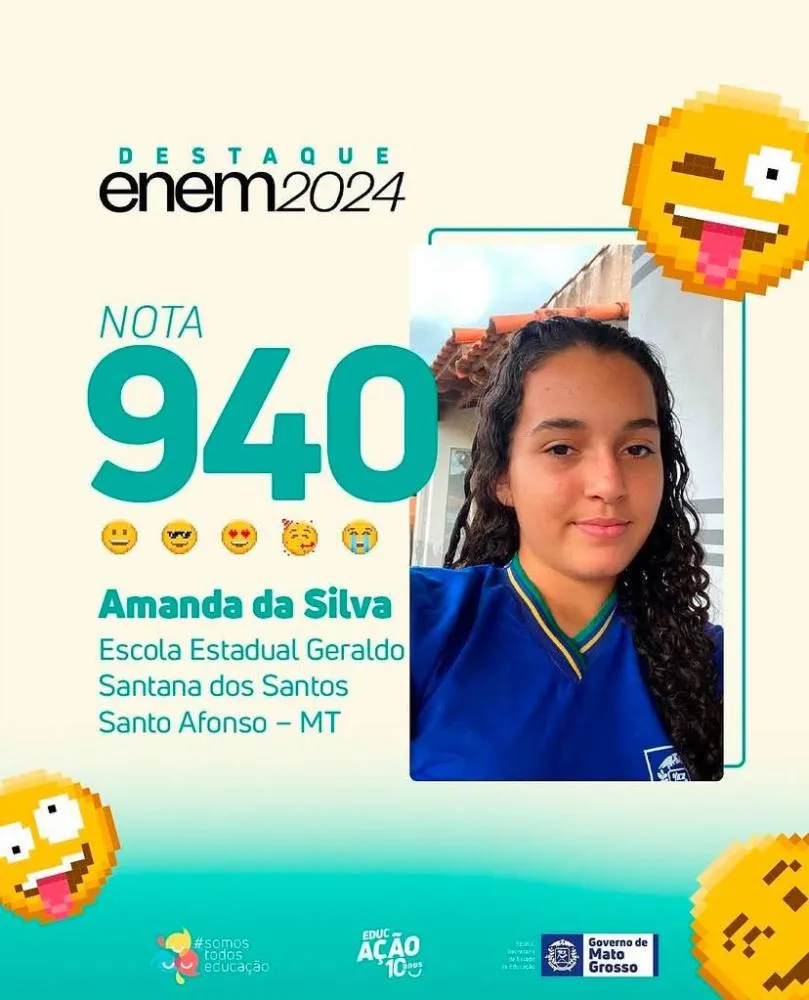 NOTA QUASE PERFEITA Estudante de Santo Afonso brilha no Enem e recebe elogio de deputado
