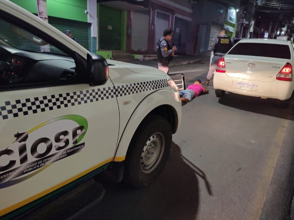 Ação integrada impede furto a loja e prende um suspeito no Centro de Cuiabá
