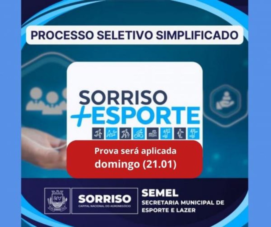 Secretaria de Esporte e Lazer divulga local de prova objetiva de processo seletivo