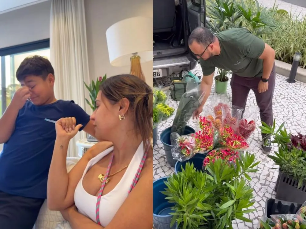 Simone Mendes ganha paisagismo de Carlinhos e filho reage: “Não somos bilionários” O influenciador deu de presente uma ornamentação com flores depois de classificar o paisagismo da casa da cantora como “pobre”