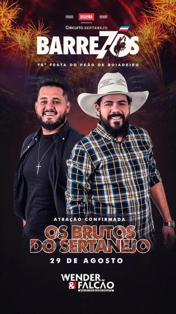 Dupla cuiabana Wender & Falcão estreia na Festa do Peão de Barretos, maior palco sertanejo da América Latina