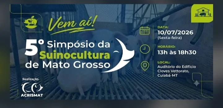 Cuiabá recebe hoje, sexta-feira, 10 de julho, o 5º Simpósio da Suinocultura de MT 