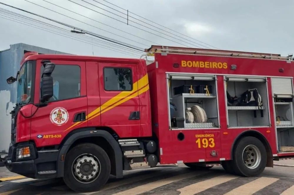 Carreta carregada com soja pega fogo e interdita faixa da BR-364 em Juscimeira